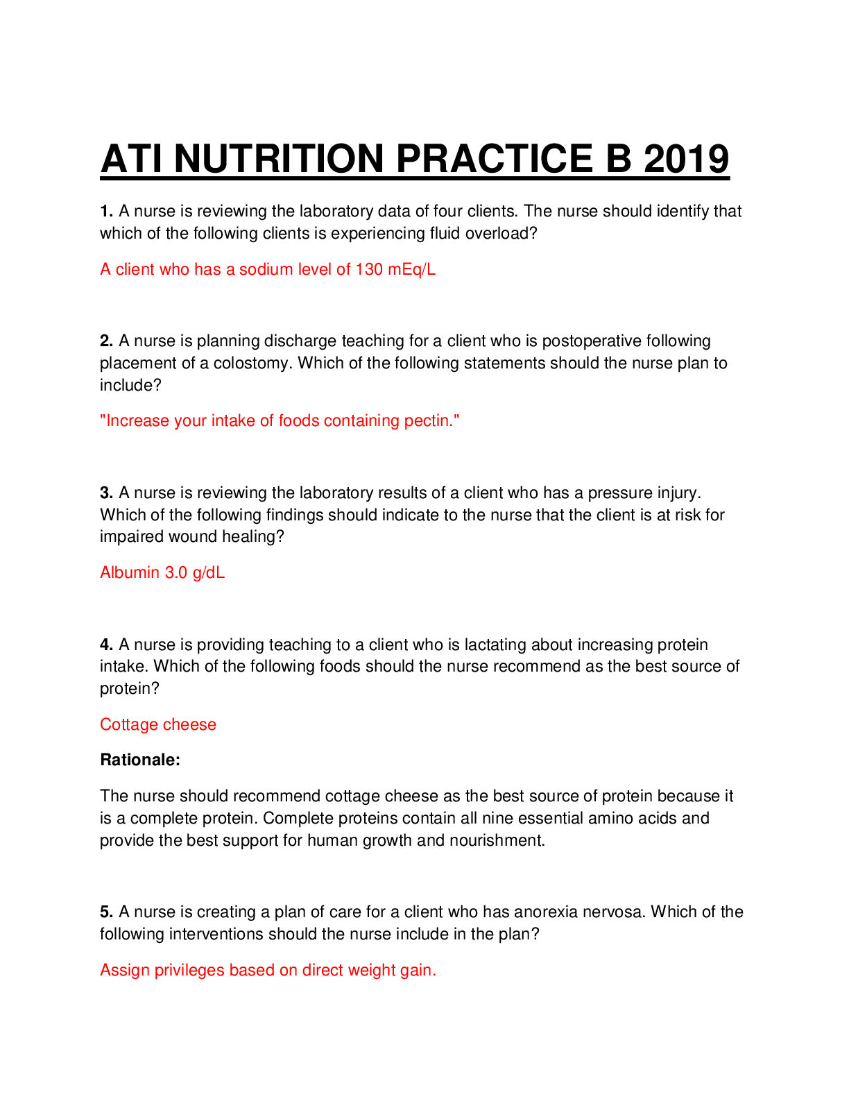 Rn Nutrition Online Practice 2024 A Mil Clarissa